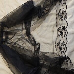 Elegant Black Lace Veil, Spooky Brides
